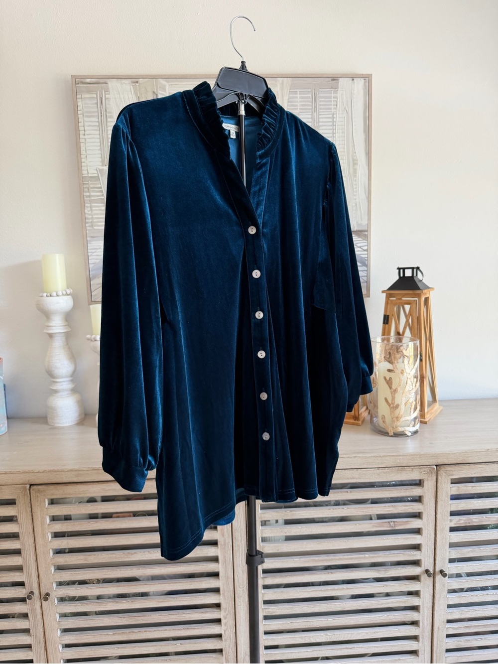 John Mark Velvet Button Up Blouse